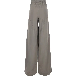 Gray Wide Leg Pants with Elastic Drawstring Waist in Viscose Blend for Women