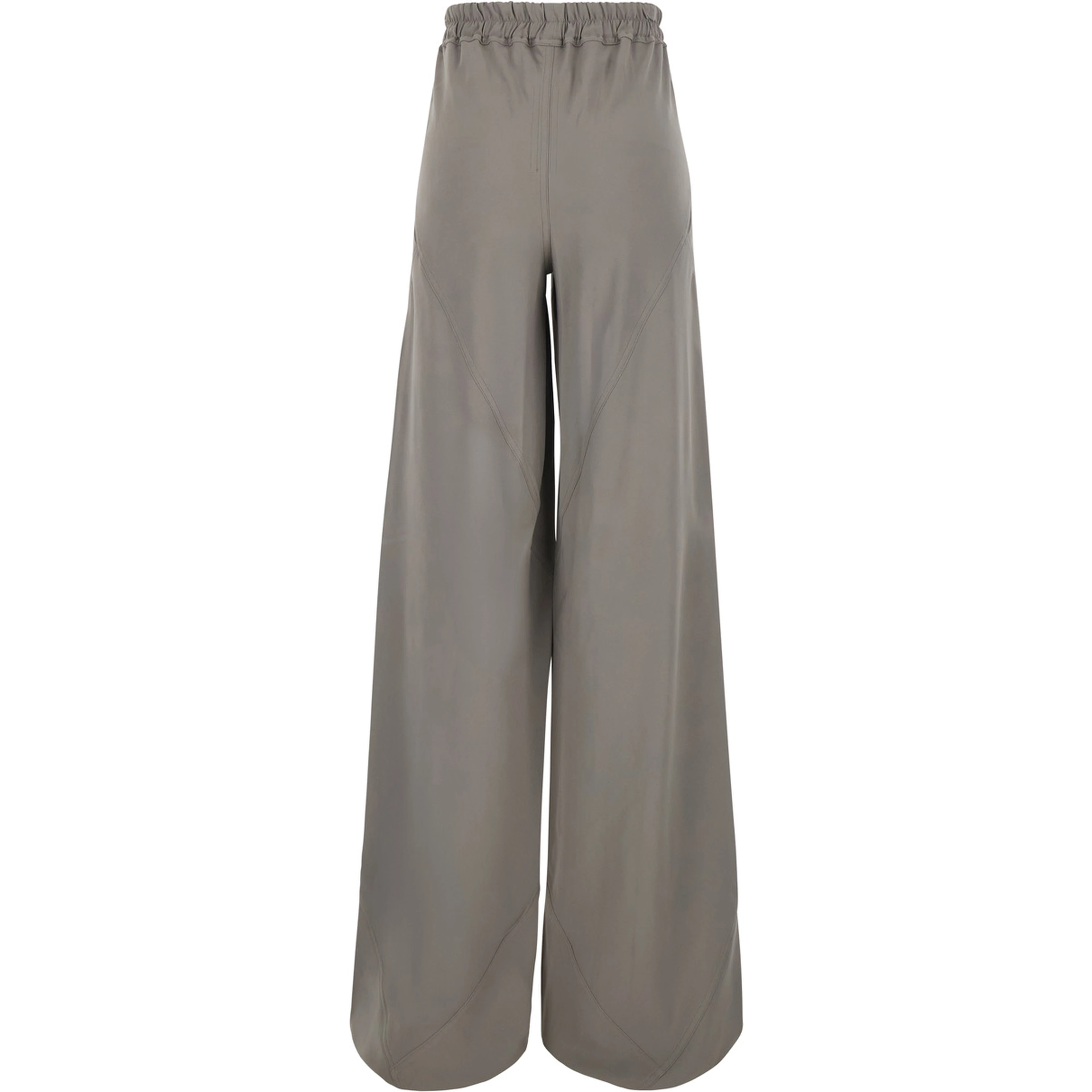 Gray Wide Leg Pants with Elastic Drawstring Waist in Viscose Blend for Women