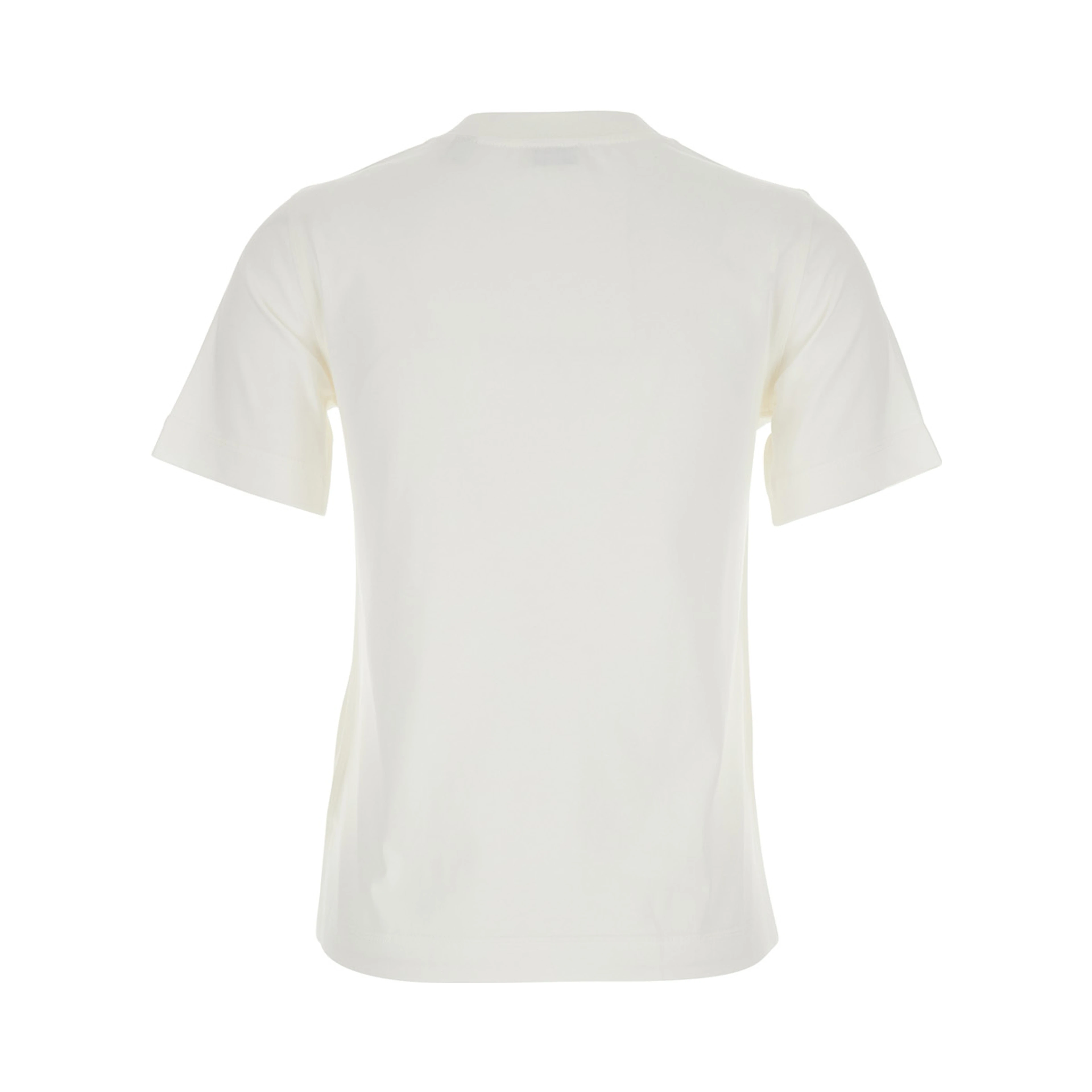 T-Shirt with Logo Patch with Check Motif on the Front in White Cotton for Women