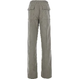Grey Pants with elasticated waistband with oversized drawstring in Cotton for Men