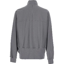 Grey Zip-Up Sweatshirt with High Neck in cotton for Men