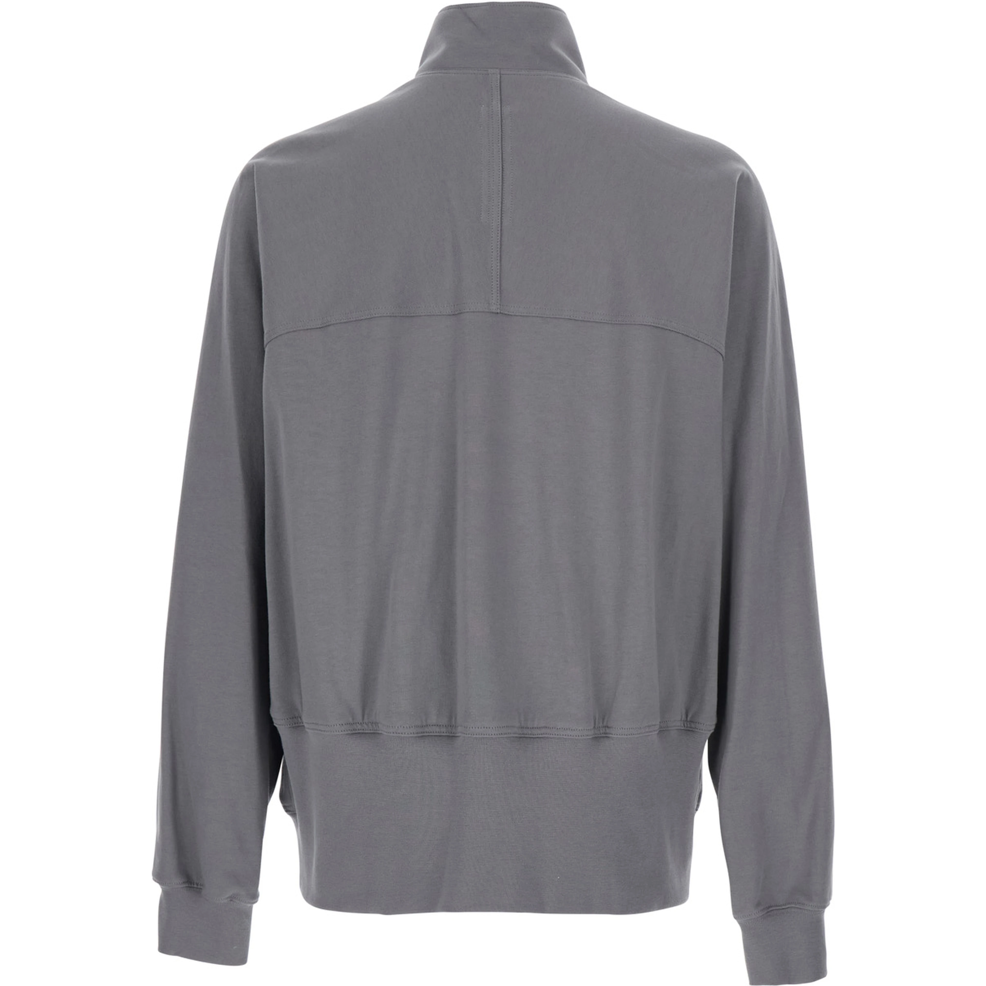 Grey Zip-Up Sweatshirt with High Neck in cotton for Men