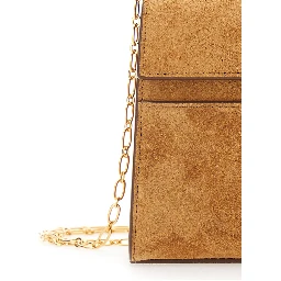 Chain Symmetry Brown Crossbody bag with Chain Strap and Turn Lock Closure on Front in Suede for Women