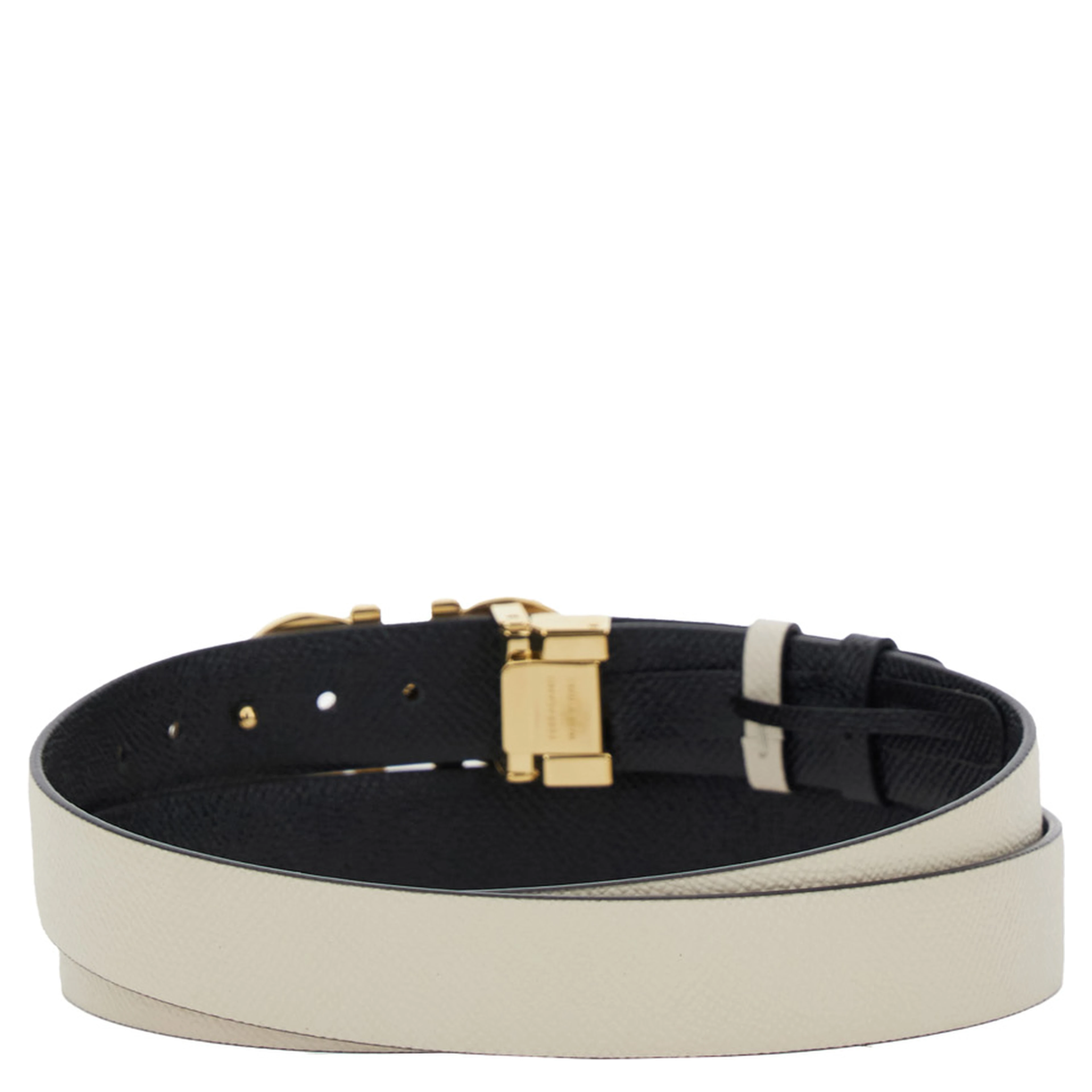 Belt with Gancini Buckle and Logo Lettering in White Leather for Women