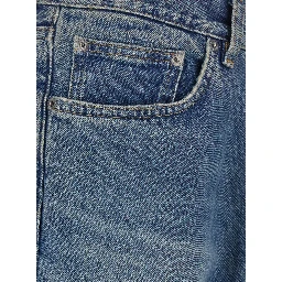 blue Five-pocket jeans with logo patch on the back in cotton for men