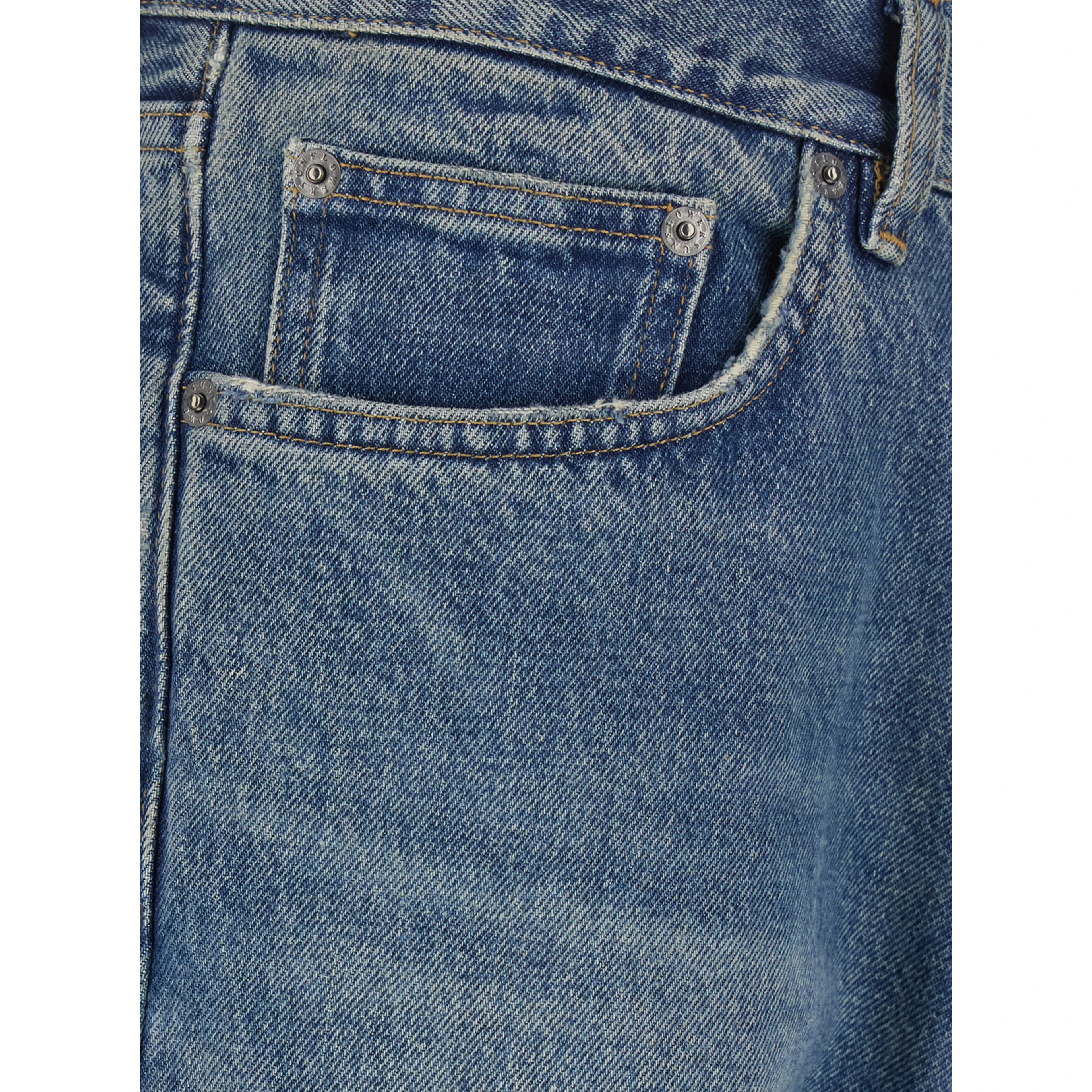 blue Five-pocket jeans with logo patch on the back in cotton for men