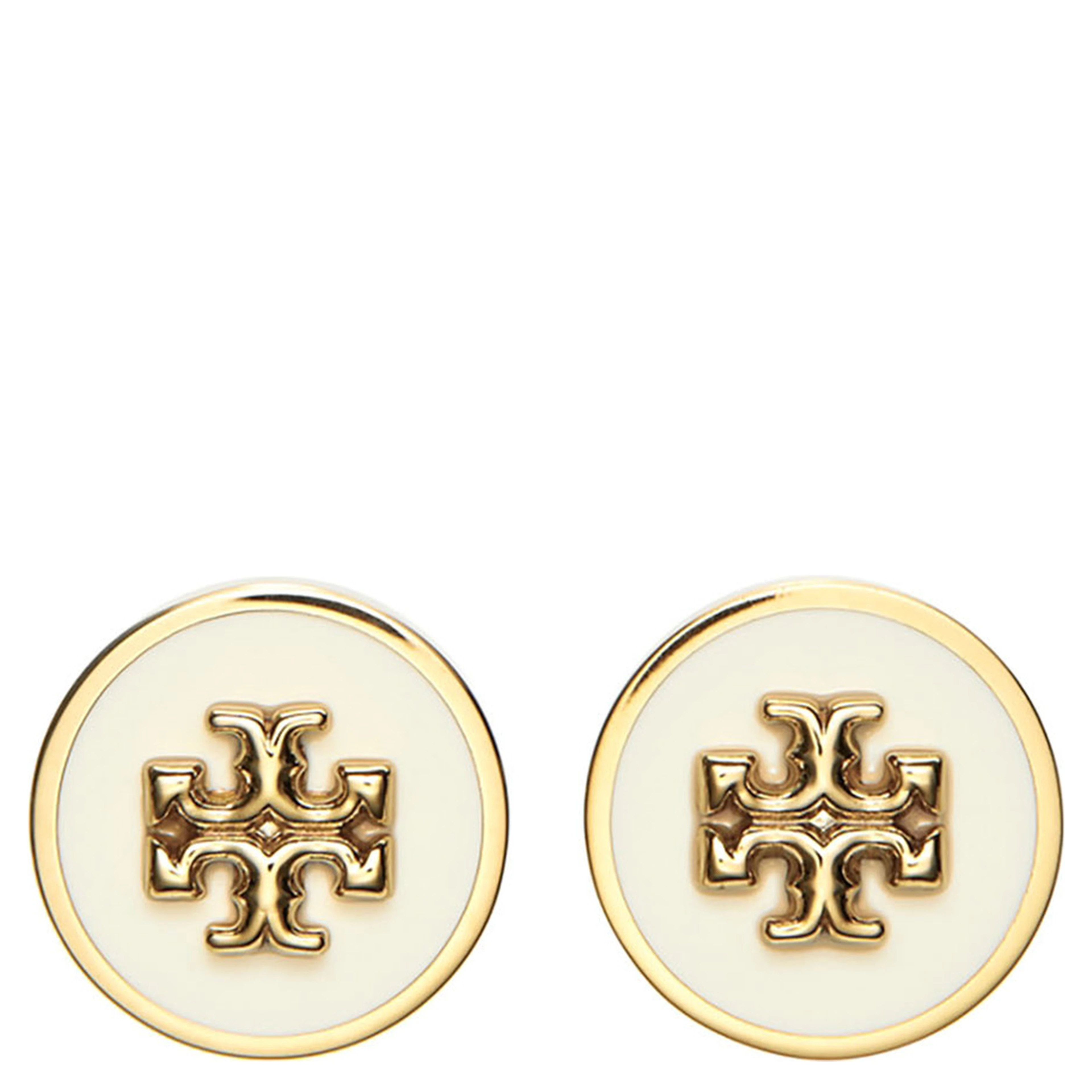 Earrings with Circular Design and Double T Motif in Brass Blend for Women