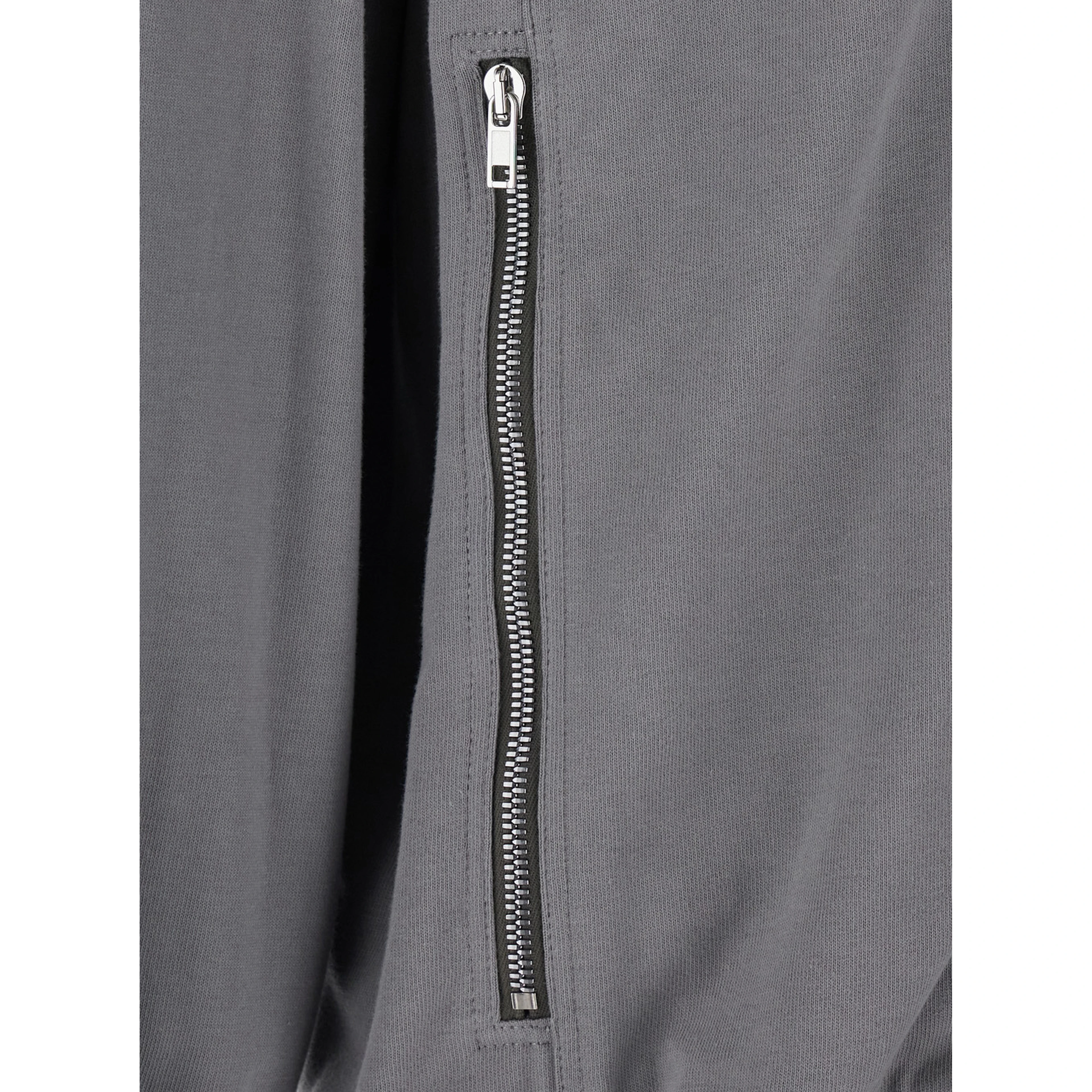 Grey Zip-Up Sweatshirt with High Neck in cotton for Men