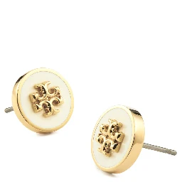 Earrings with Circular Design and Double T Motif in Brass Blend for Women