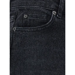Black Jeans with Wide Leg and Logo Patch on the Back in Denim for Women