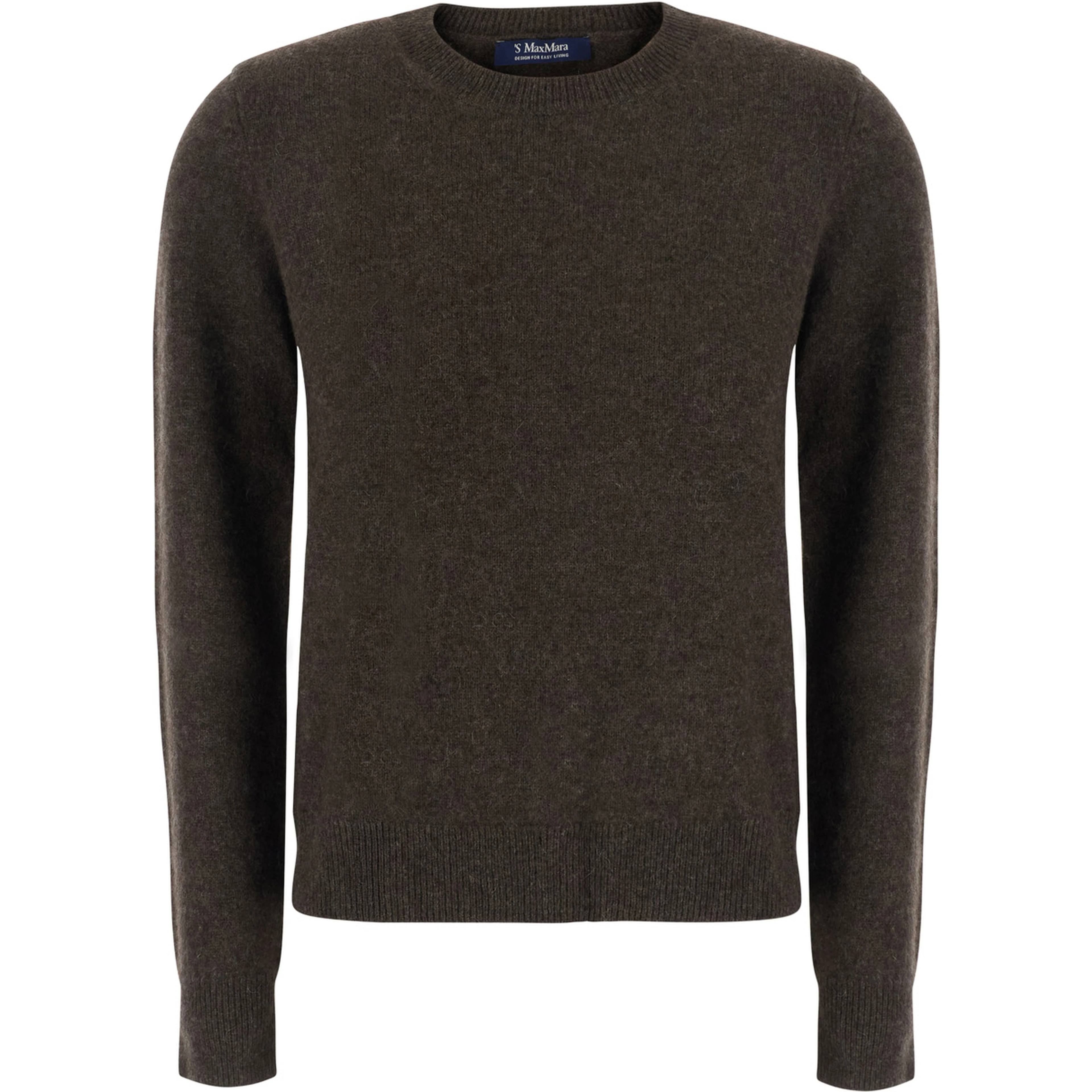 VOLIERA brown Sweater with crew neck and ribbed details in wool for women
