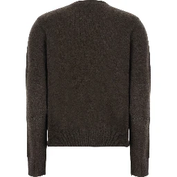 VOLIERA brown Sweater with crew neck and ribbed details in wool for women