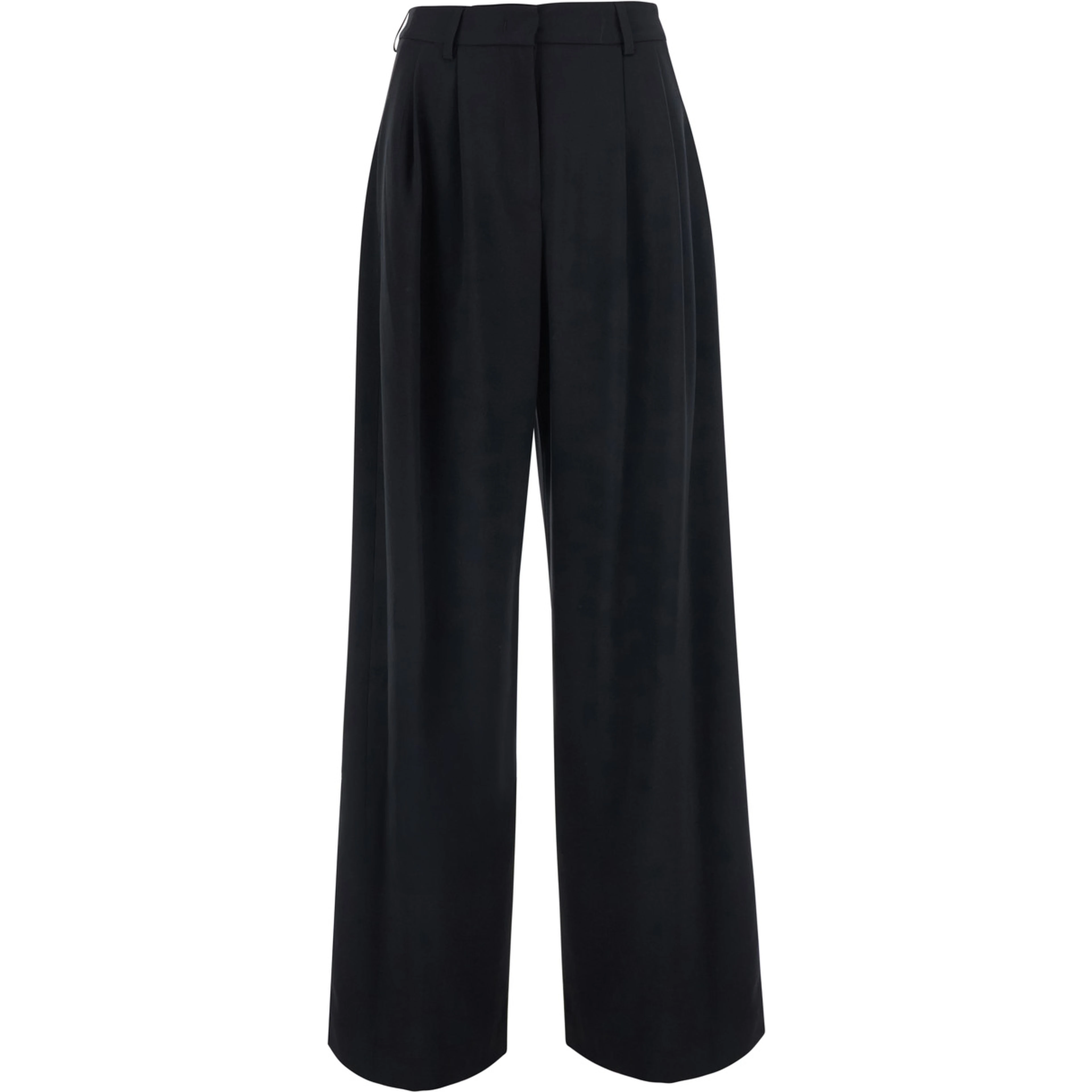 Black Pants with front pleats in wool blend for women