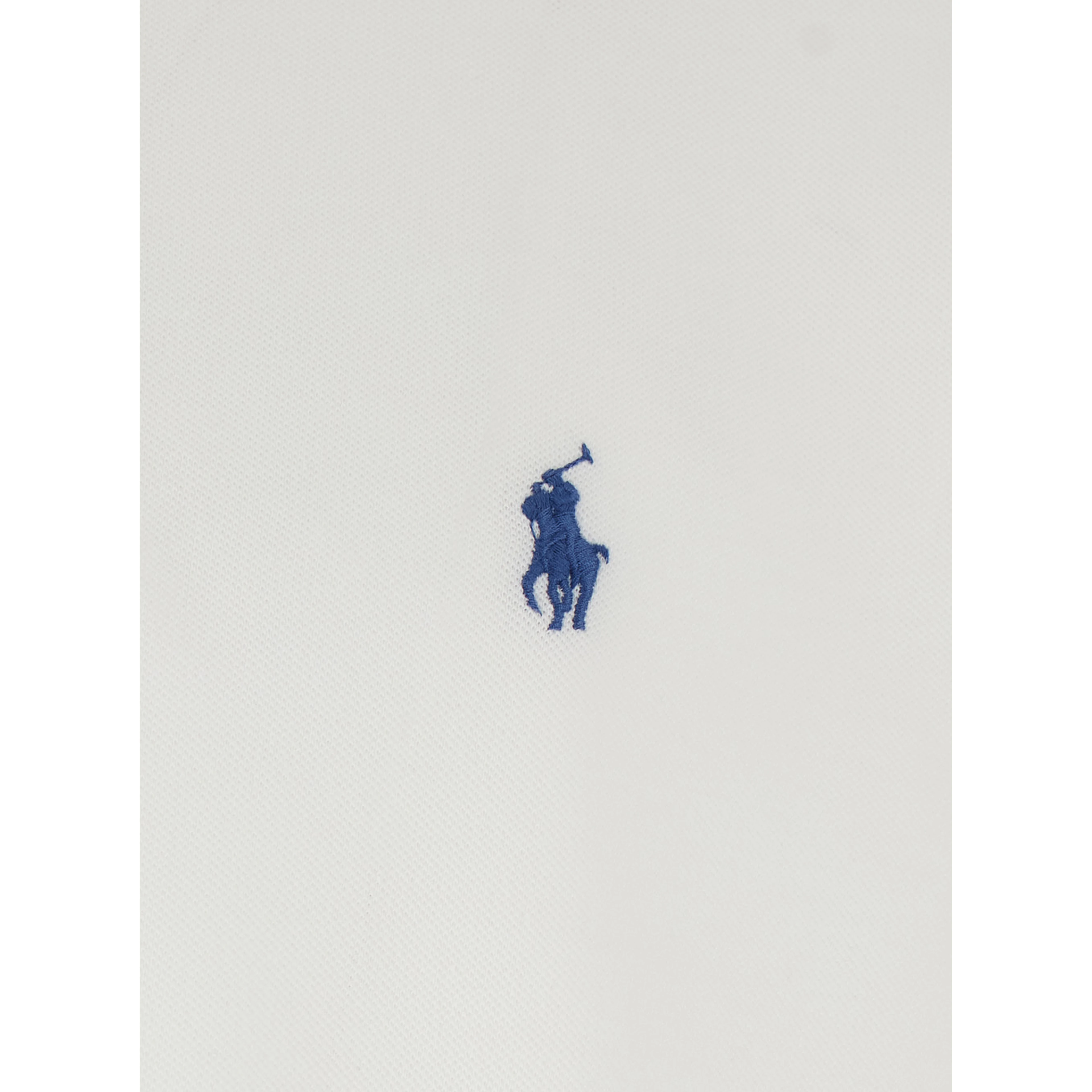 White Shirt with Button-Down Collar and Pony Embroidery on the Front in Cotton Piquet for Men