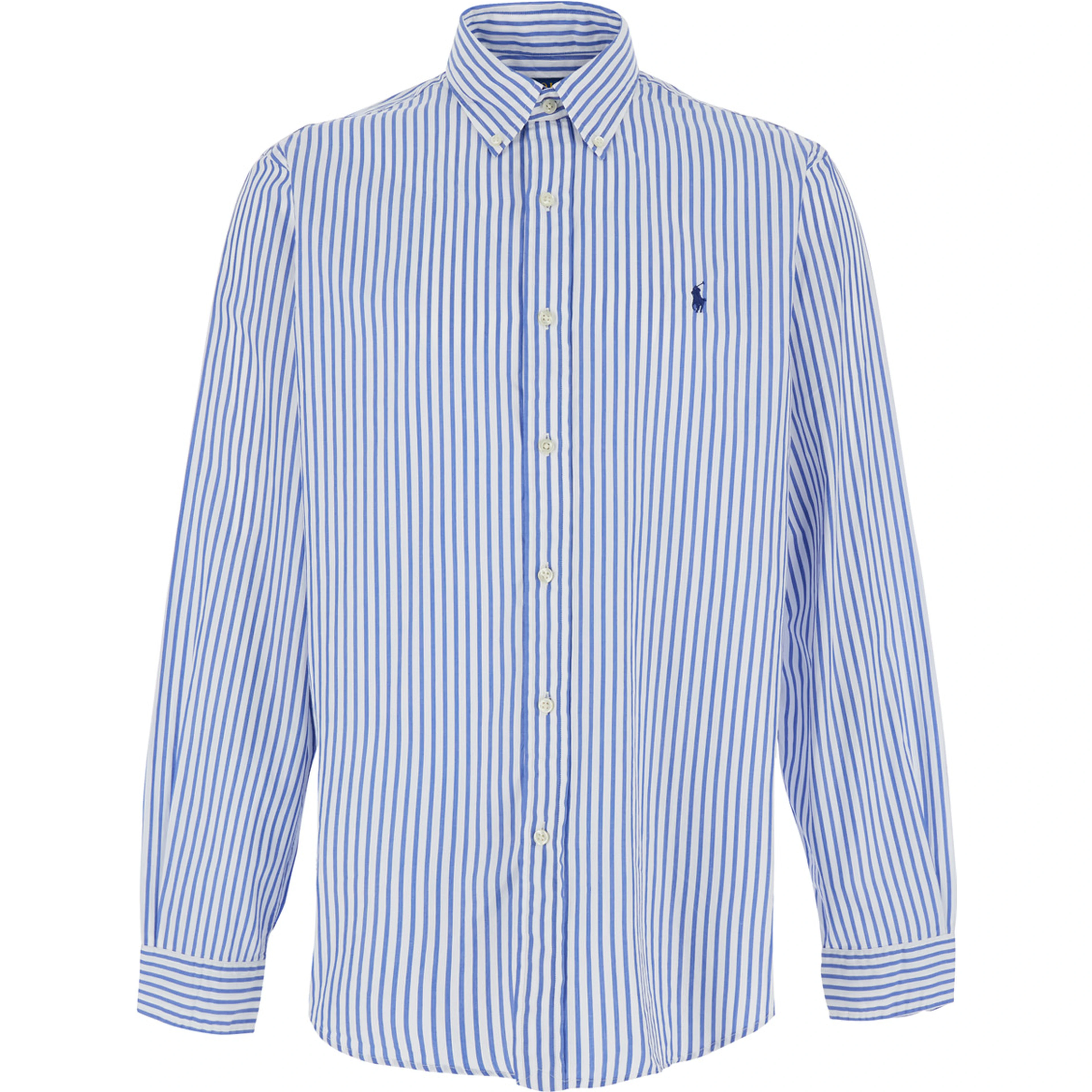Shirt with Striped Design and Classic Collar in Light Blue for Men