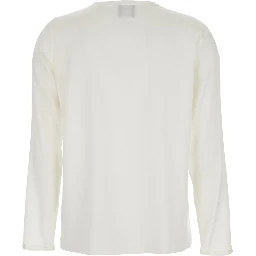 Silk Blouse with Round Neck and Long Sleeves White Woman