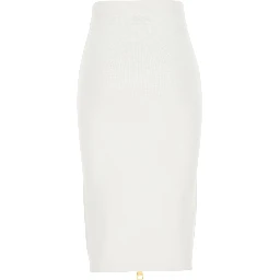 White Skirt with waistband and zip closure at the back in wool for women