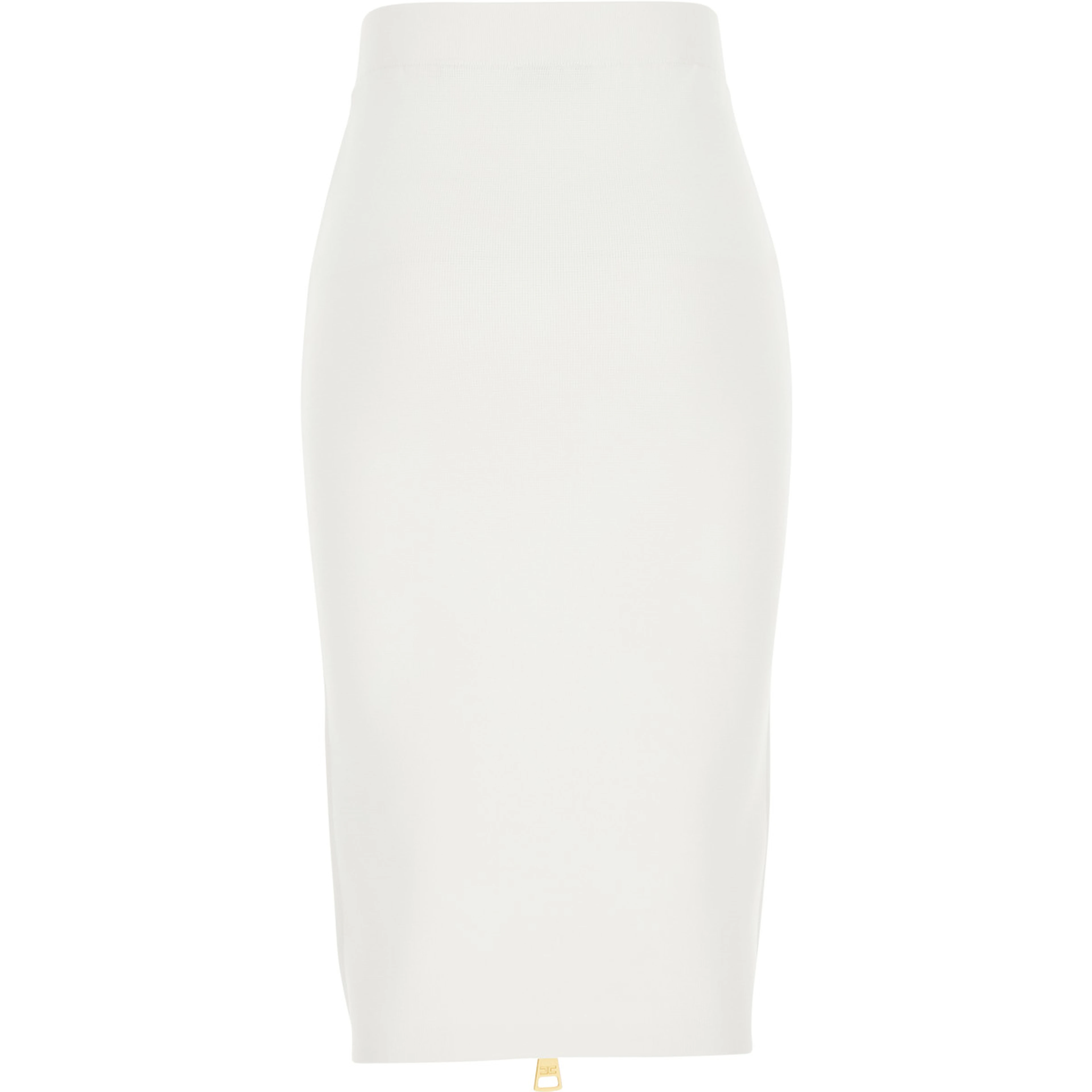 White Skirt with waistband and zip closure at the back in wool for women