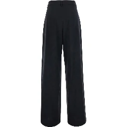 Black Pants with front pleats in wool blend for women