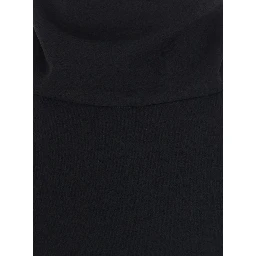 Black Long Sleeveless Dress with Open Back and Zip Closure at the Back in Fabric for Women
