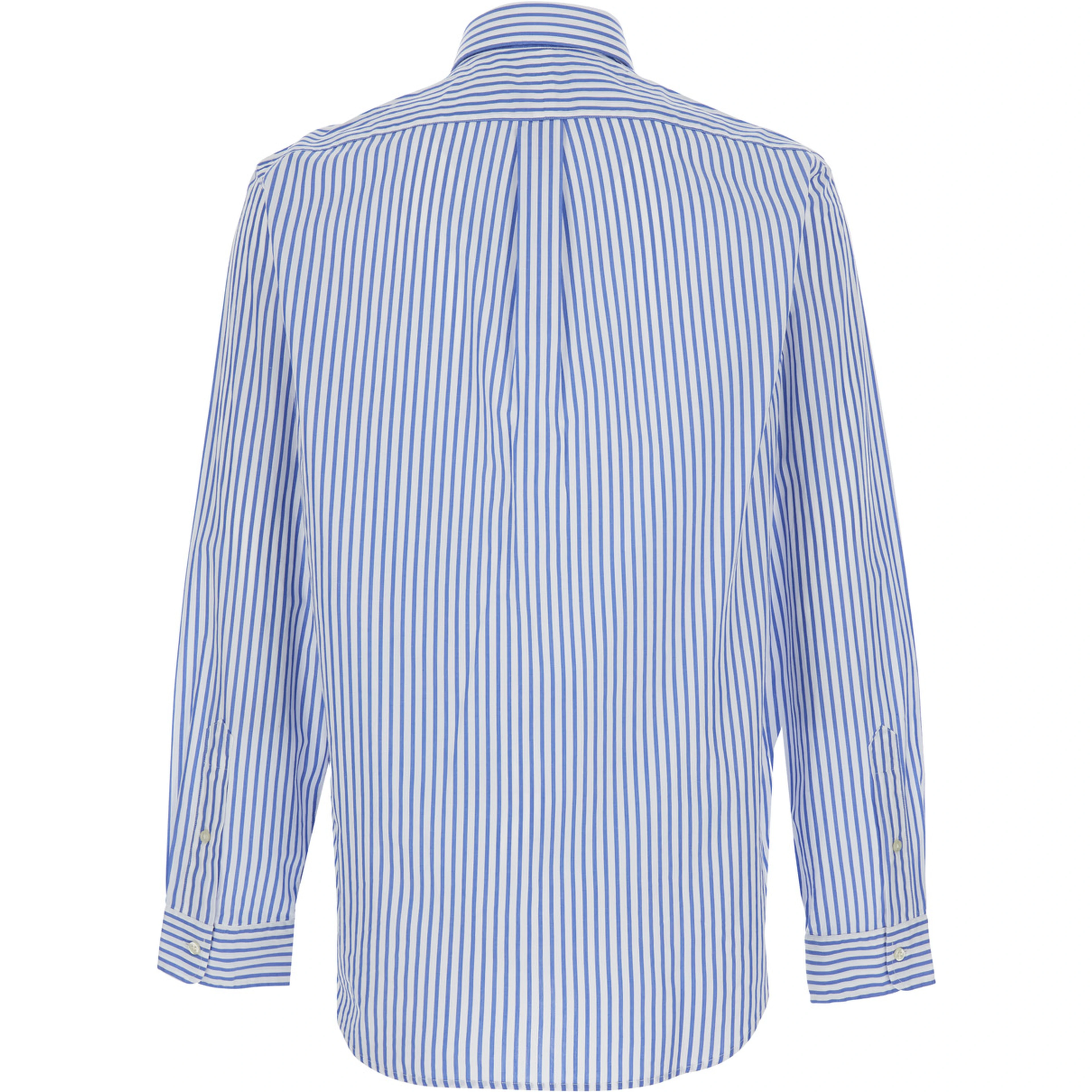 Shirt with Striped Design and Classic Collar in Light Blue for Men