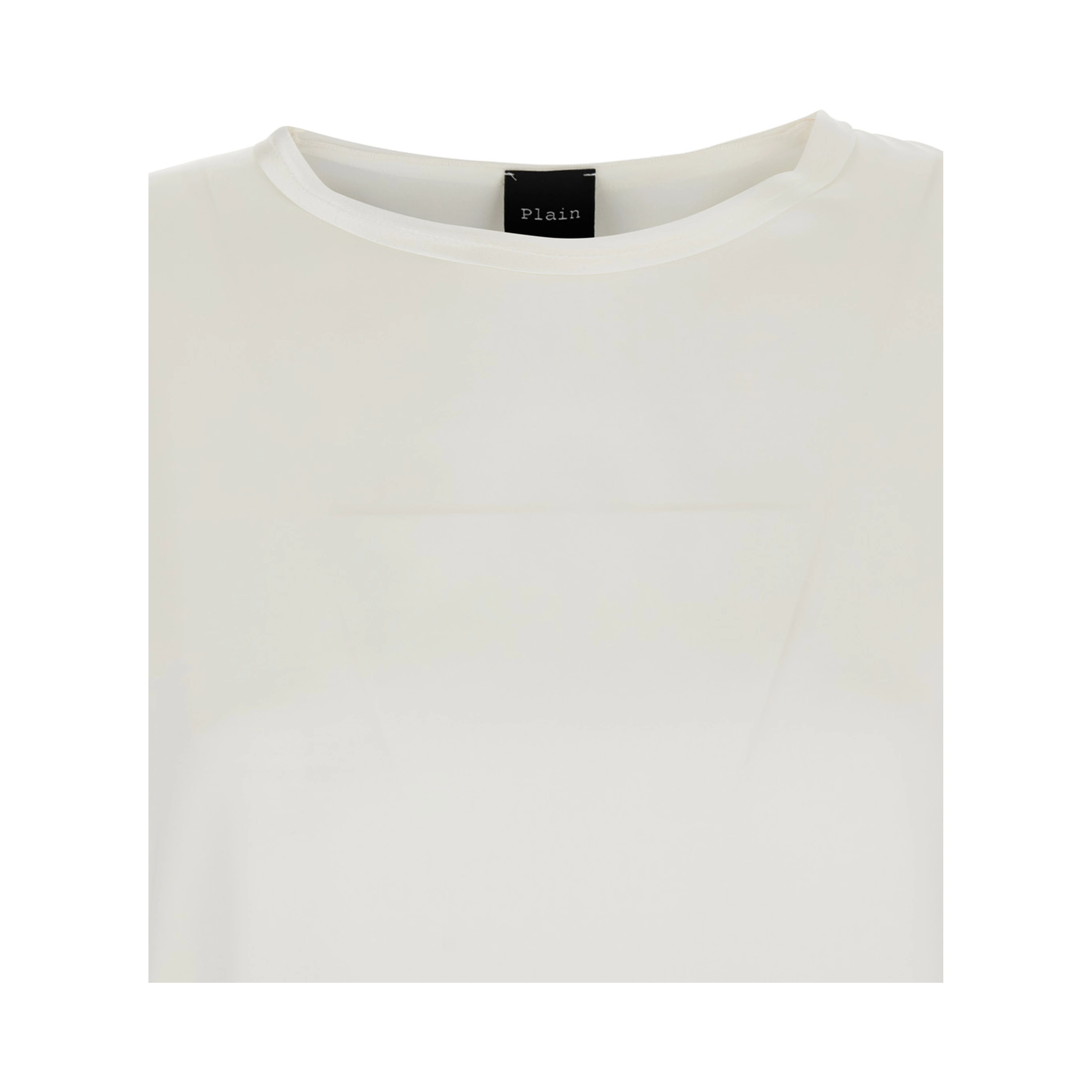 Silk Blouse with Round Neck and Long Sleeves White Woman