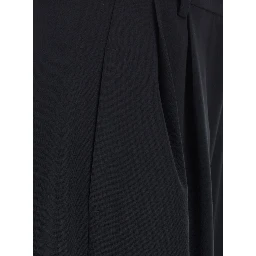 Black Pants with front pleats in wool blend for women