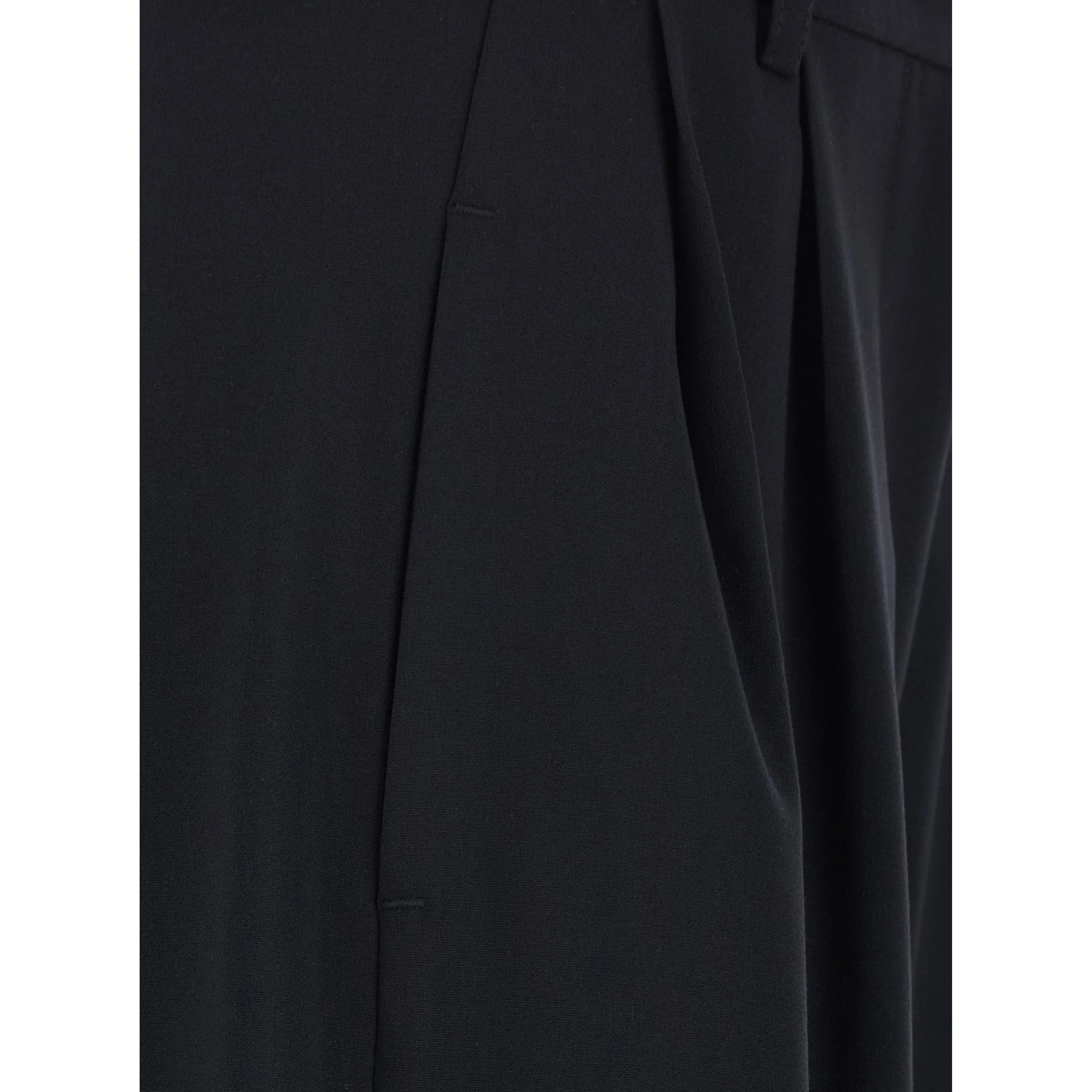 Black Pants with front pleats in wool blend for women