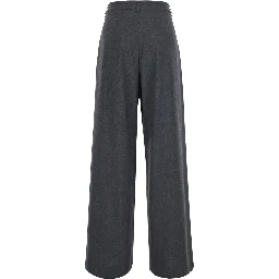 Grey Pants with front pleats in wool blend for women