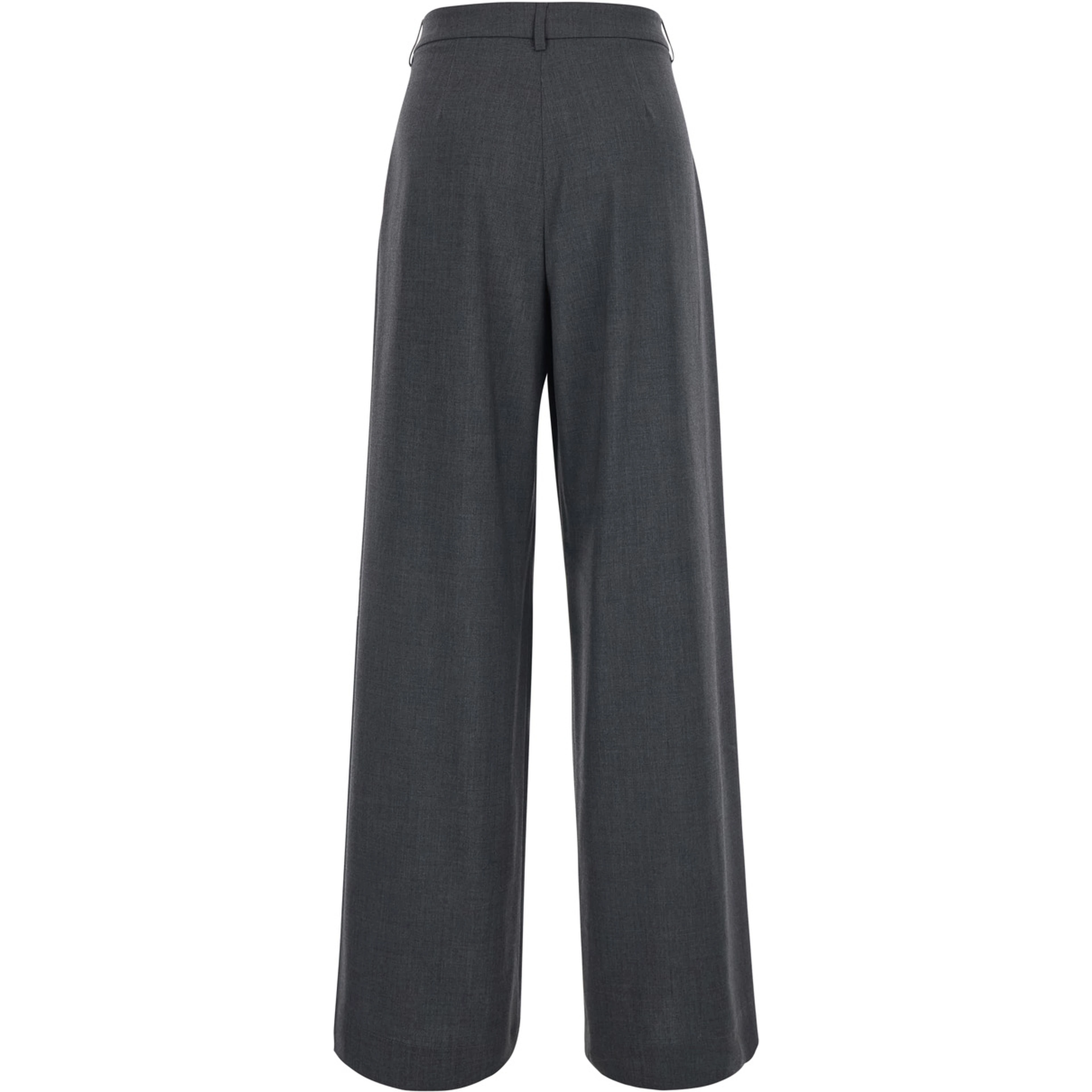 Grey Pants with front pleats in wool blend for women