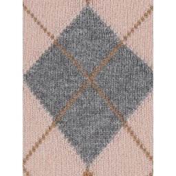Faraone Gray Short crew neck sweater with argyle motif on the front in wool and cashmere for women