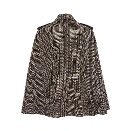 Multicolor Short Cape with Classic Collar and Patch Pockets on the Front in Wool for Women