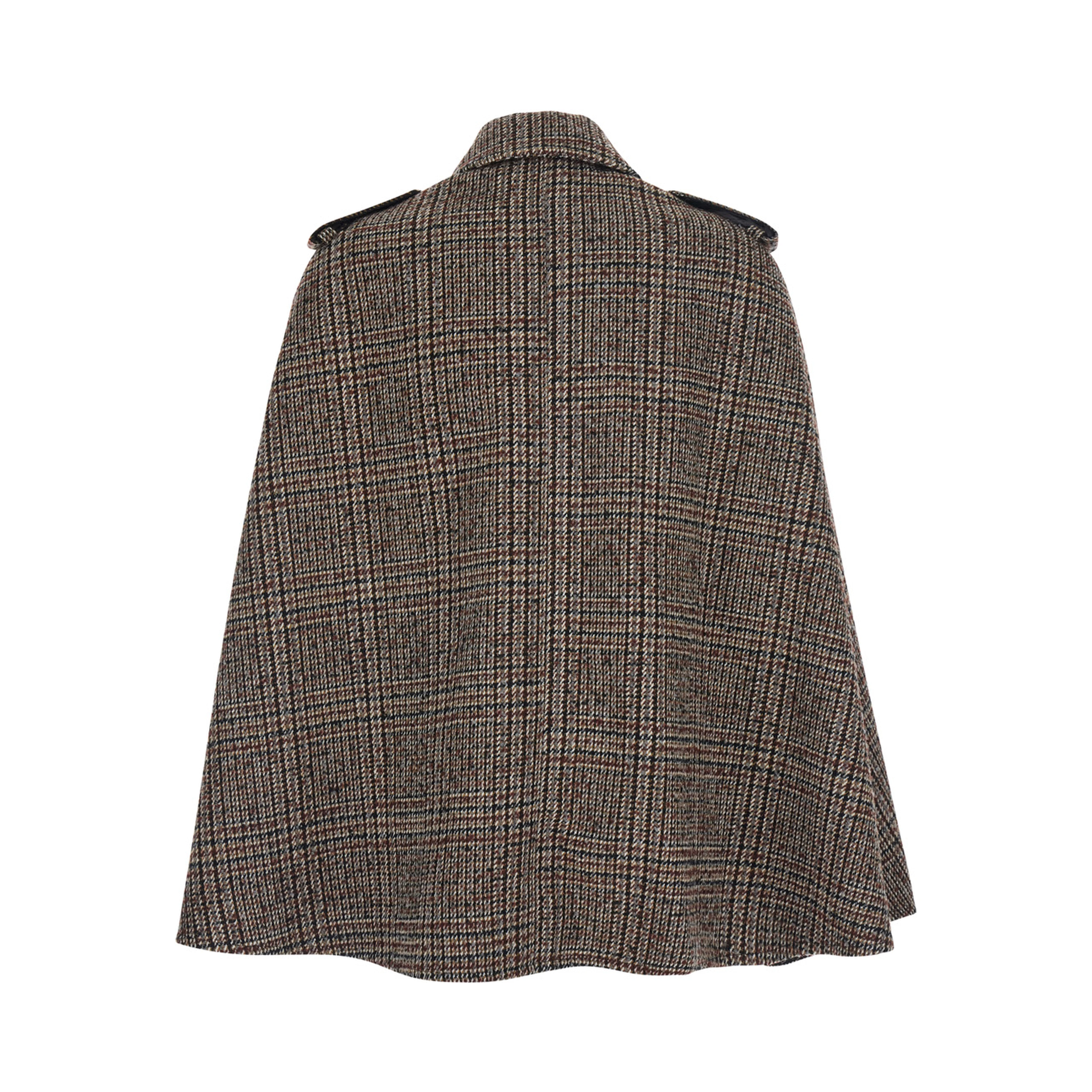 Multicolor Short Cape with Classic Collar and Patch Pockets on the Front in Wool for Women