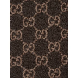Scarf GG with All-Over Motif and Fringed Edge in Brown for Men