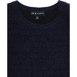 Blue Dress with knit pattern and flared skirt in wool blend girl