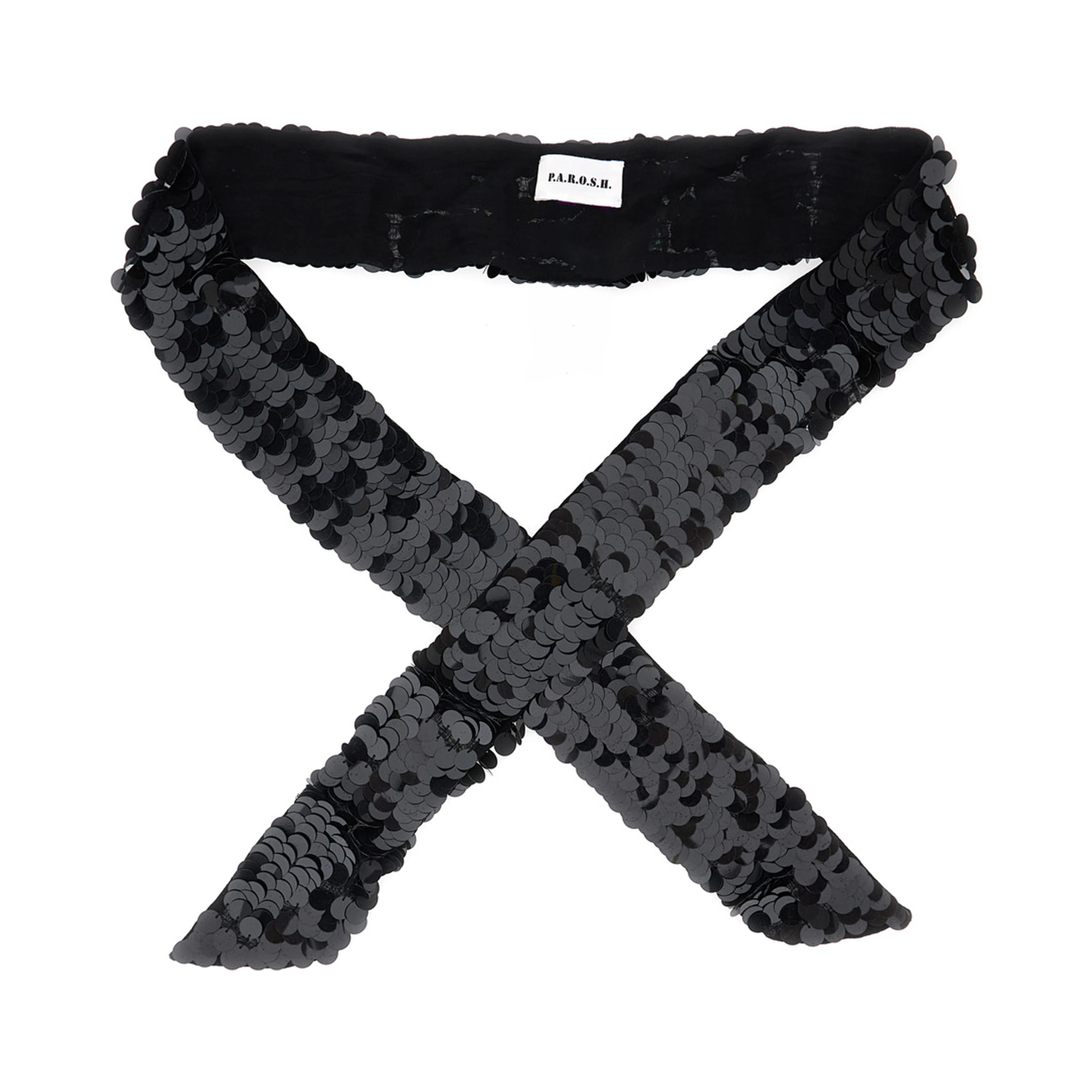 Black Scarf with all-over sequins in Tech Fabric for women
