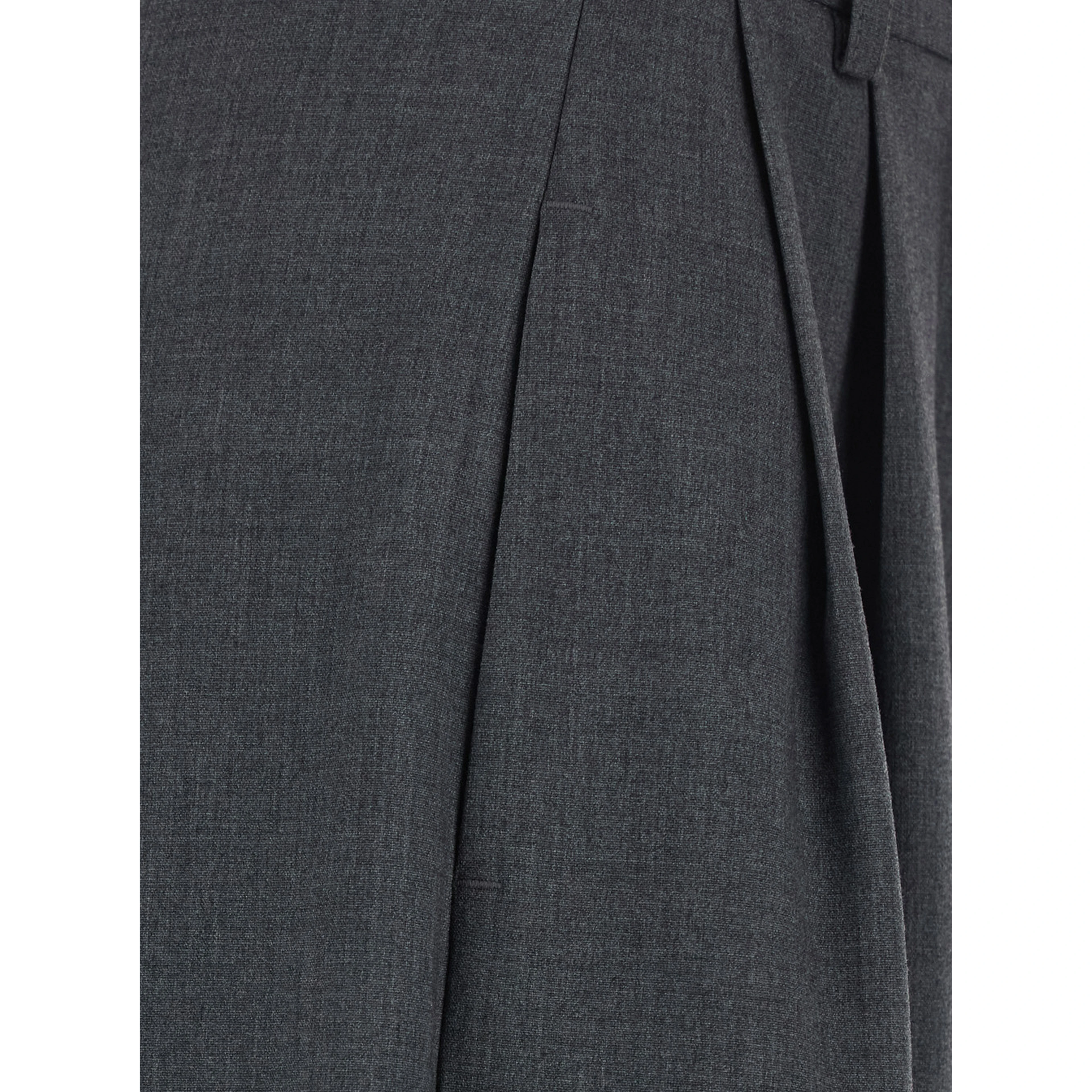 Grey Pants with front pleats in wool blend for women