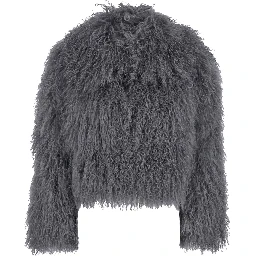 Short Jacket in Grey Tibetan Fur for Women