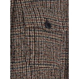 Multicolor Short Cape with Classic Collar and Patch Pockets on the Front in Wool for Women