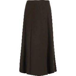 Brown A-Line Midi Skirt in Wool Blend for Women
