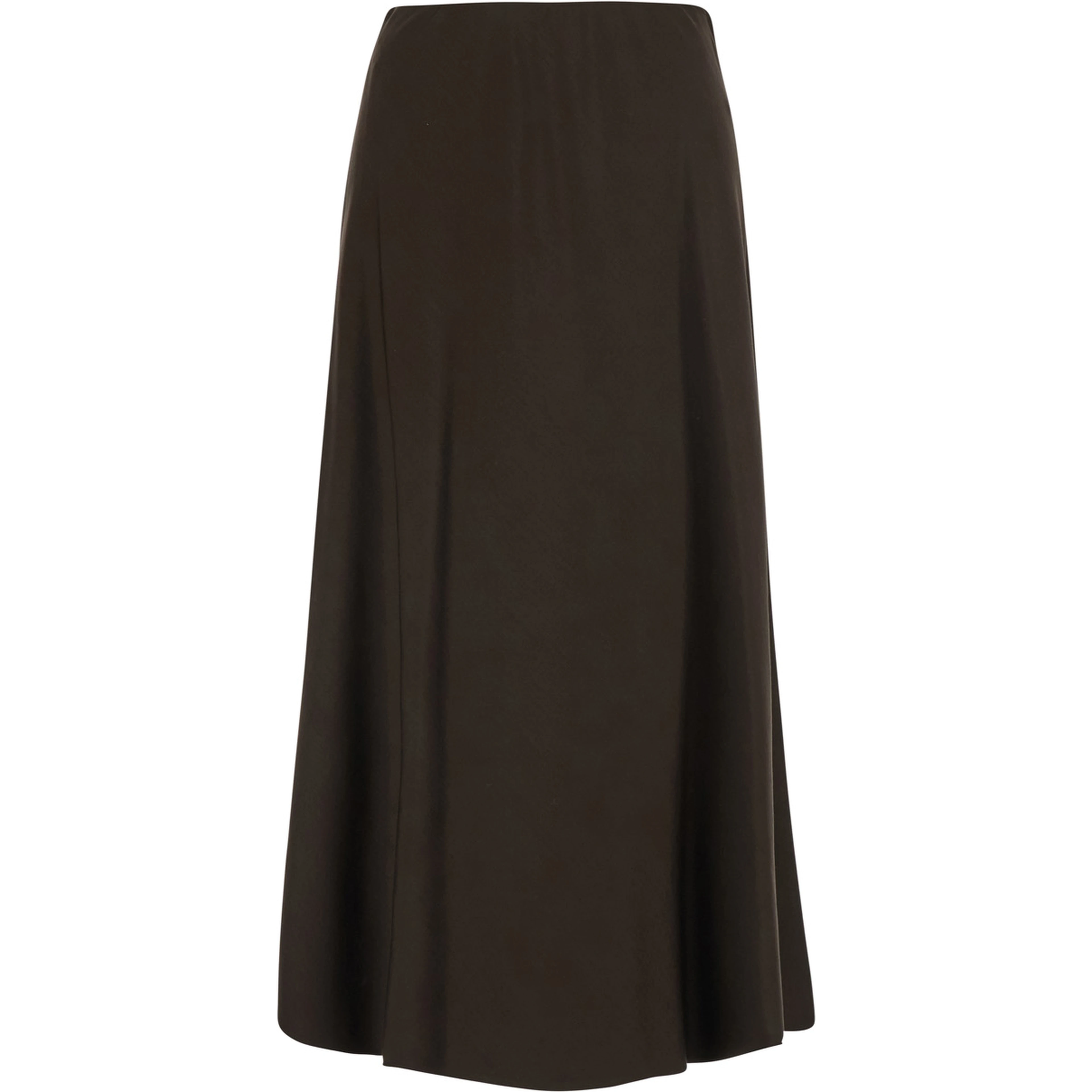 Brown A-Line Midi Skirt in Wool Blend for Women