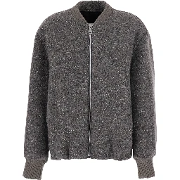 Gray V-neck Long Sleeve Top in Tech Fabric Unisex