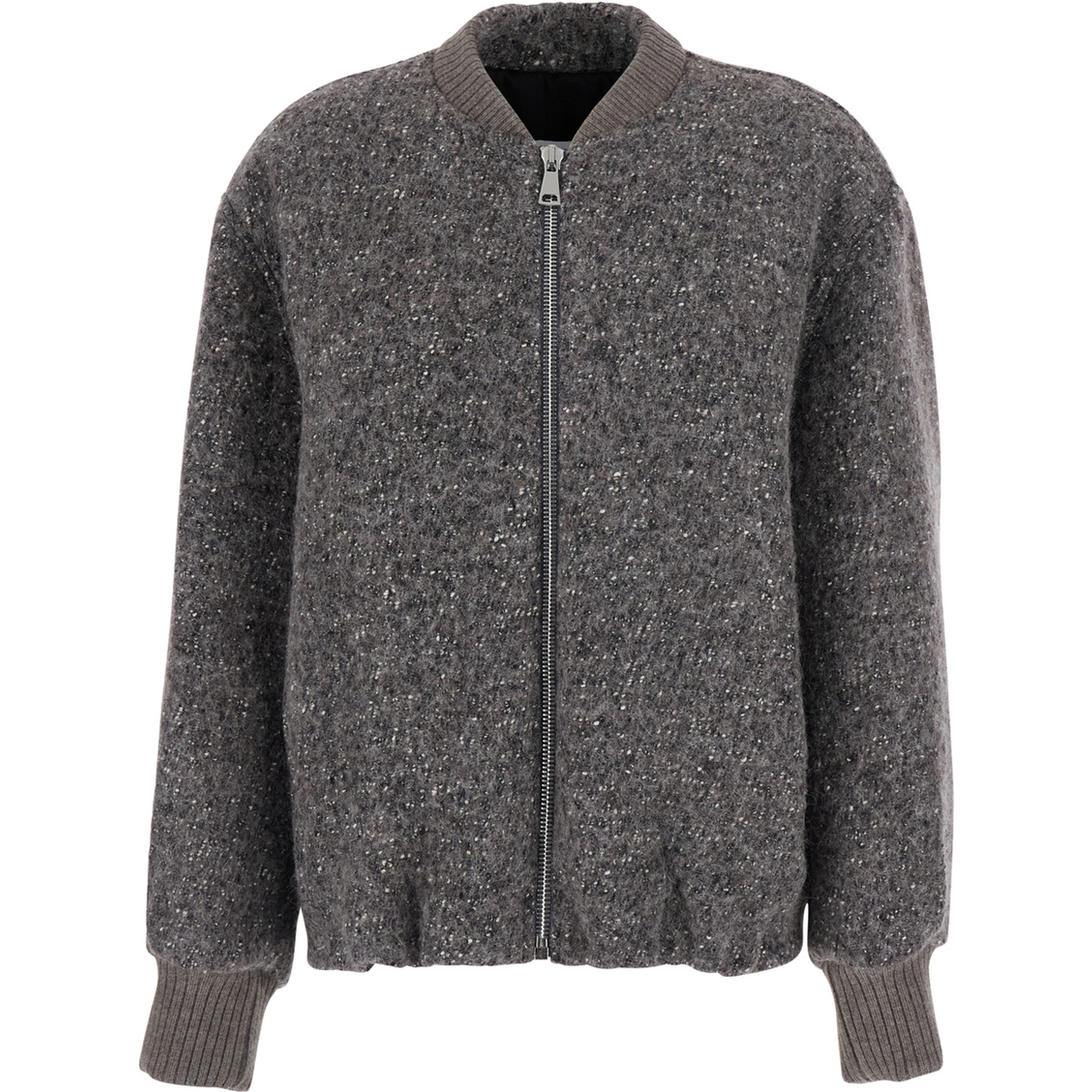 Gray V-neck Long Sleeve Top in Tech Fabric Unisex