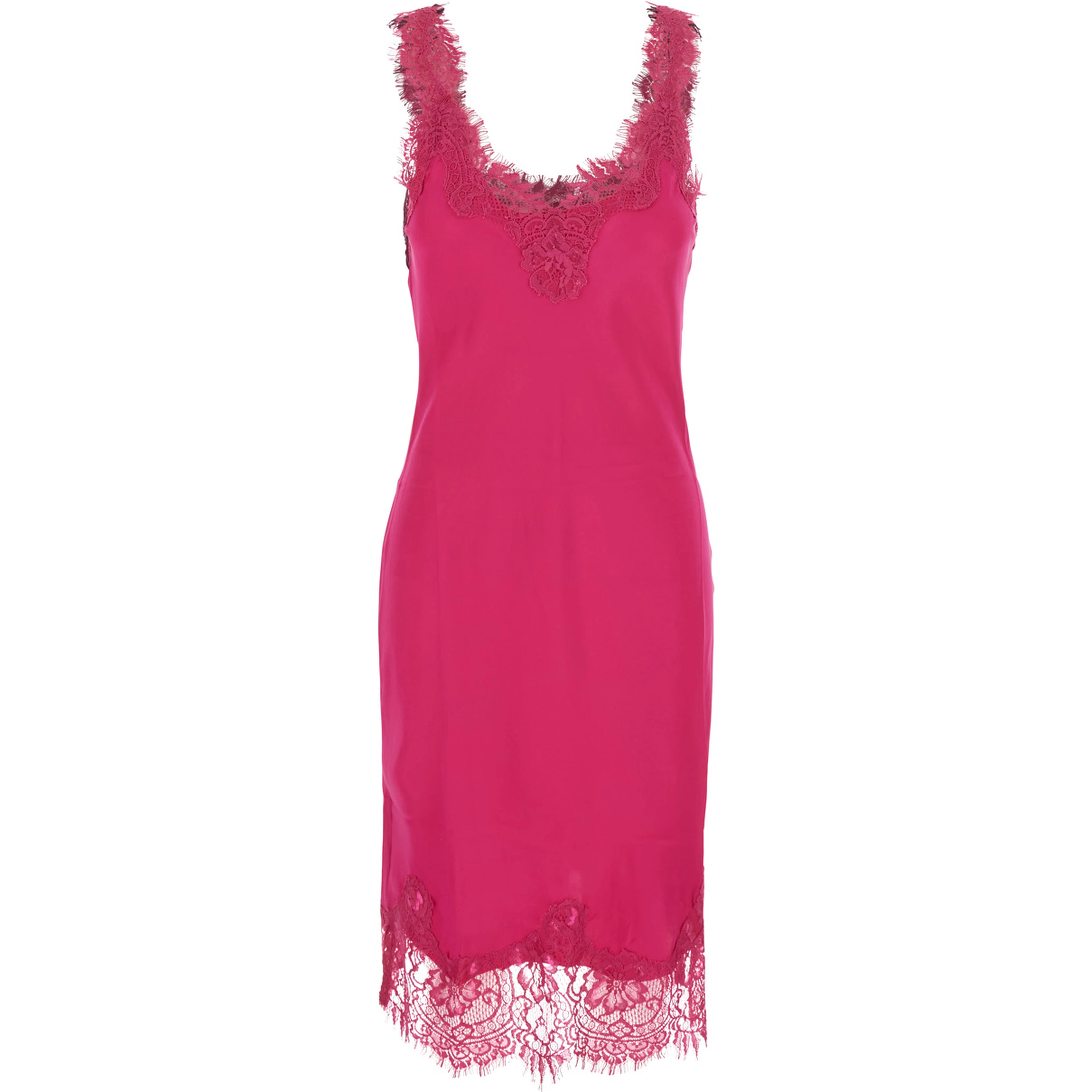 MEGAN pink Dress with V-neck and lace details in fabric for women