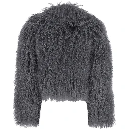 Short Jacket in Grey Tibetan Fur for Women