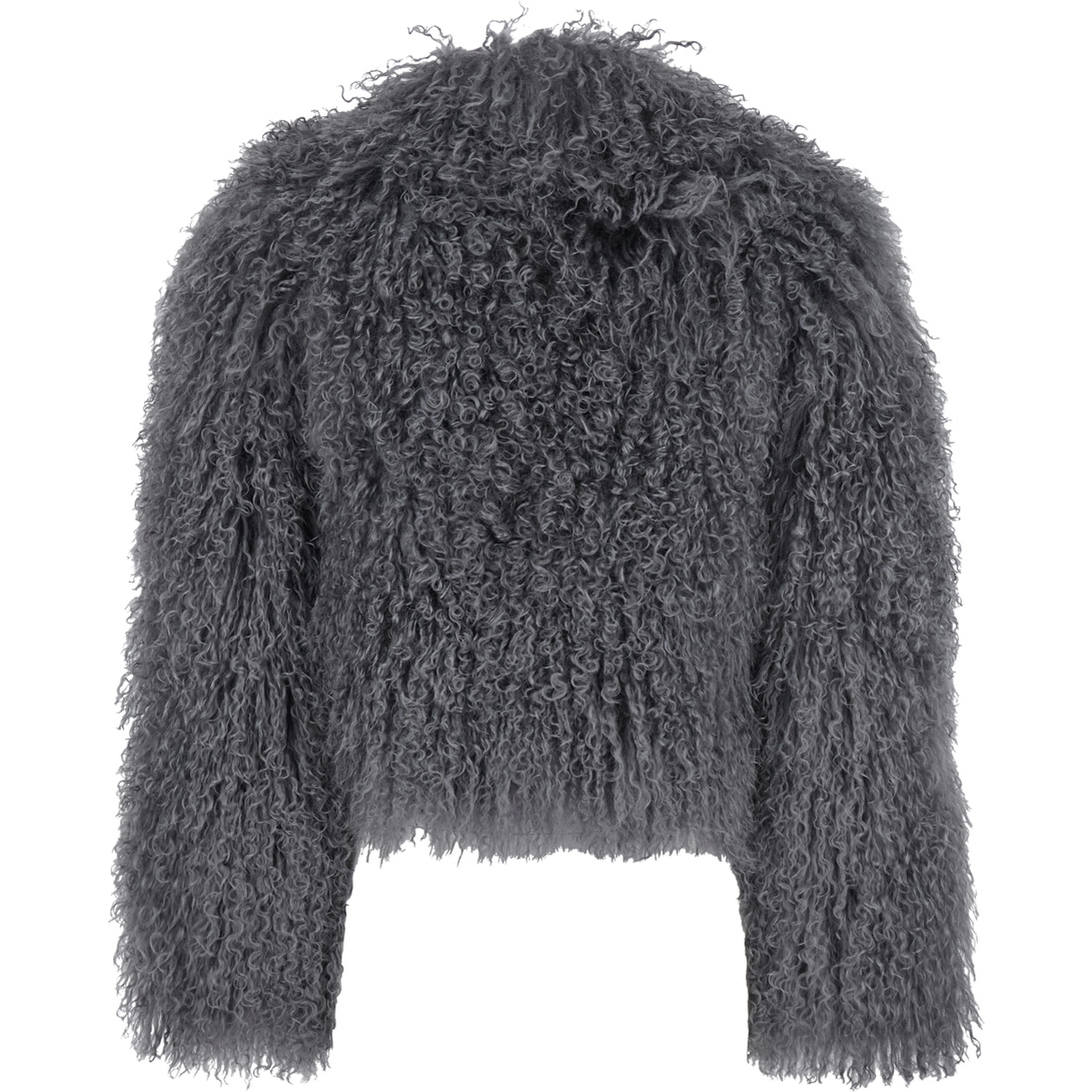 Short Jacket in Grey Tibetan Fur for Women