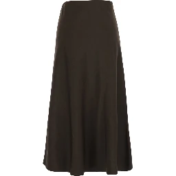 Brown A-Line Midi Skirt in Wool Blend for Women
