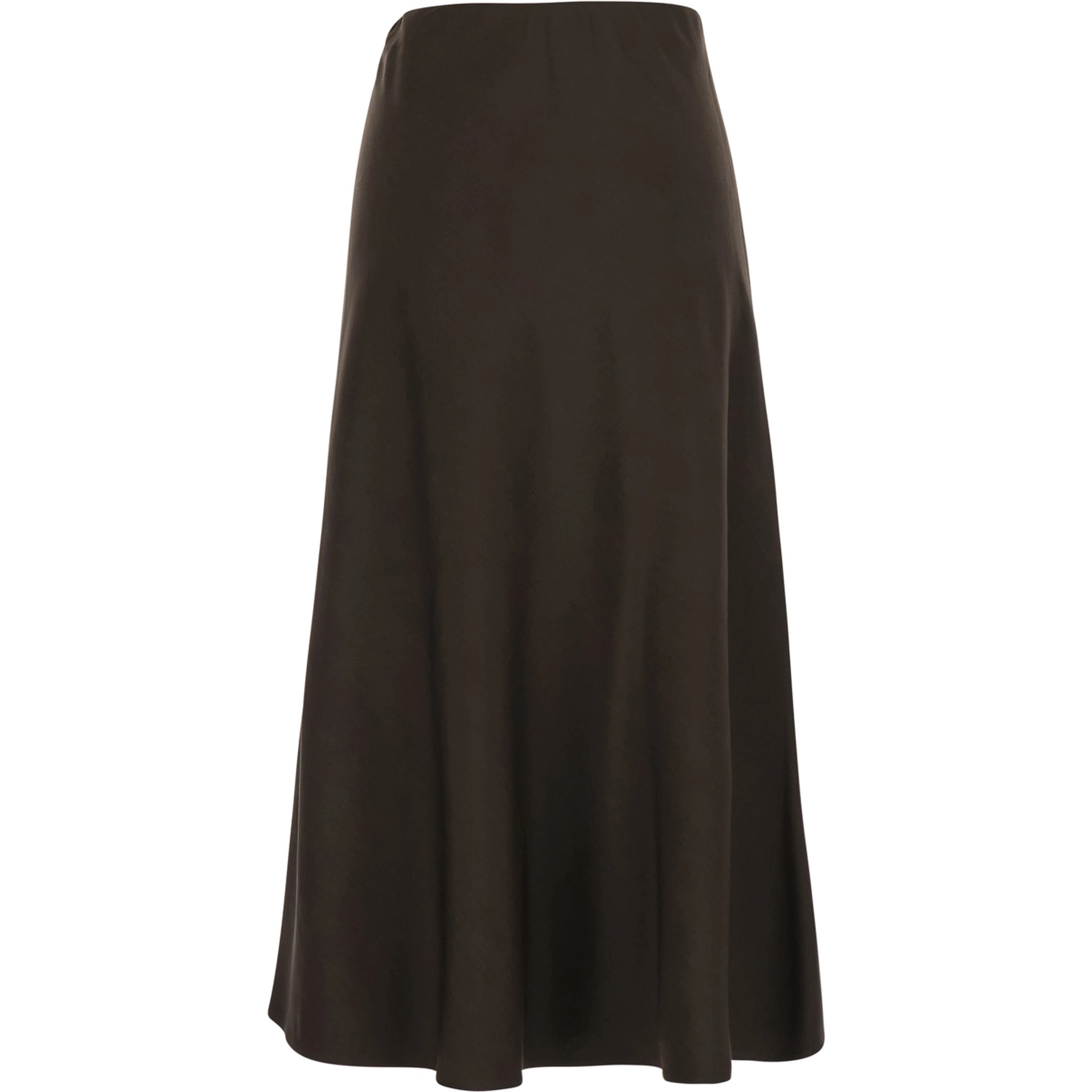 Brown A-Line Midi Skirt in Wool Blend for Women