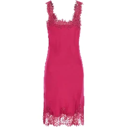 MEGAN pink Dress with V-neck and lace details in fabric for women