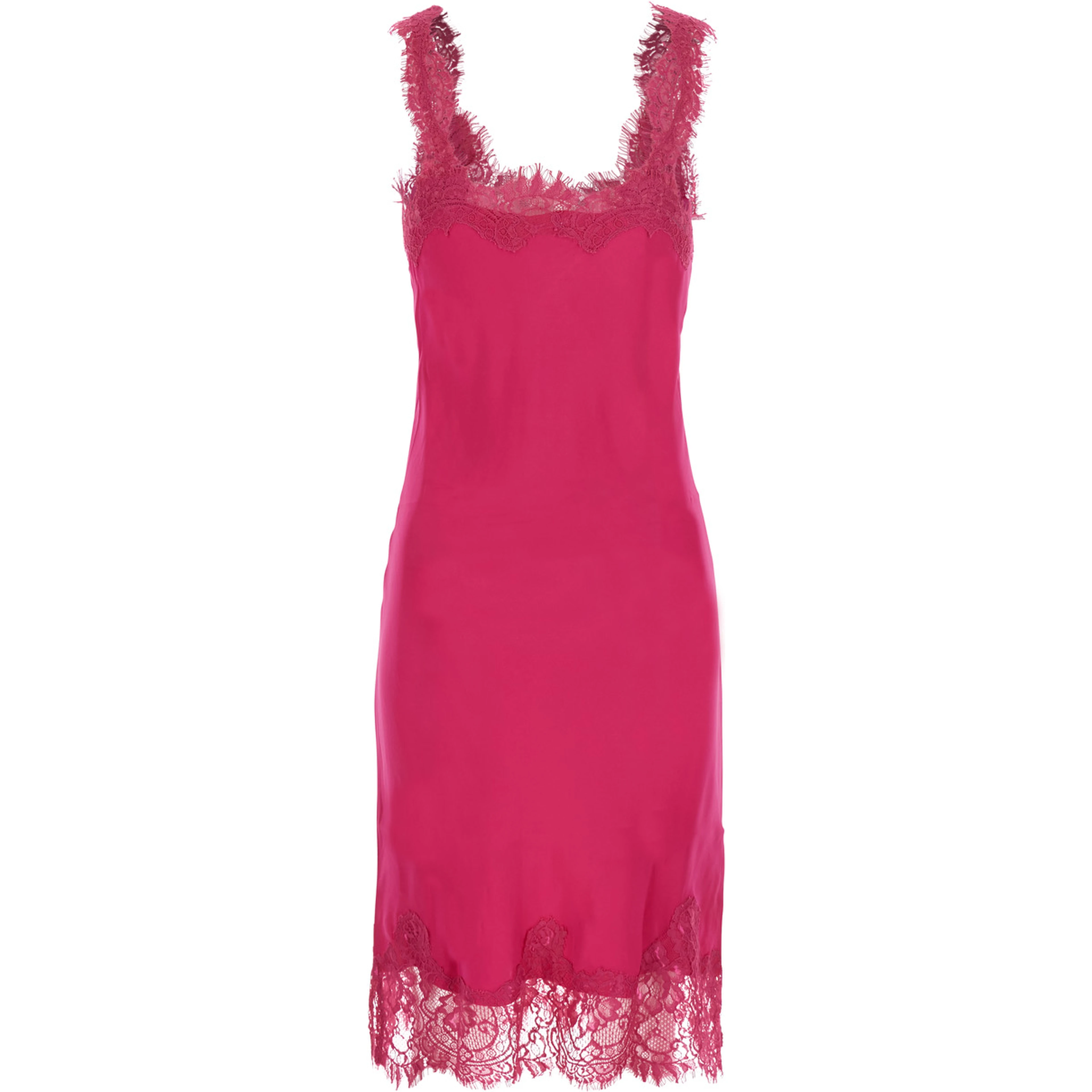 MEGAN pink Dress with V-neck and lace details in fabric for women